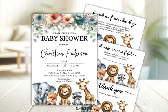 A Woodland Safari: Your Complete Baby Shower Invitation Bundle