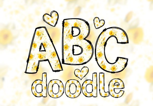 Bring Your Designs to Life with Floral Doodle Alphabet Daffodils Letters
