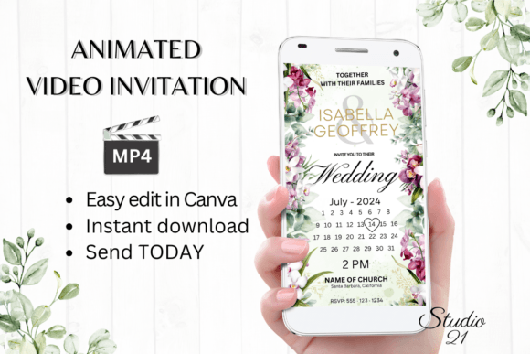 Orchids Wedding Invitation W8454B: Animated Elegance