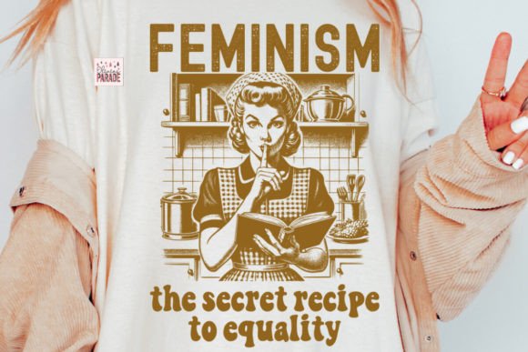 Retro Feminist Equality PNG: A 1940s Kitchen Icon