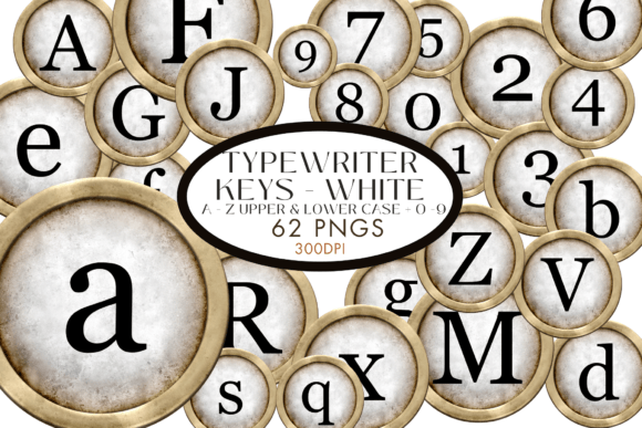 White Typewriter Keys Vintage: Authentic Retro Design Assets