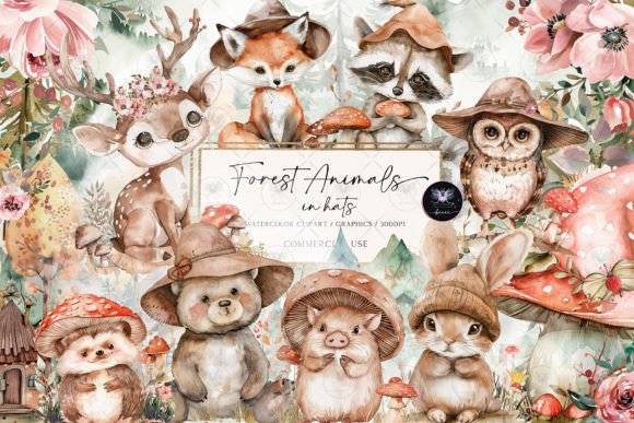 Woodland Animals Clipart Watercolor: A Charming Design Collection